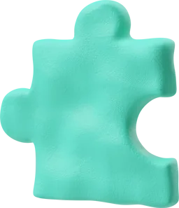 Pièce de puzzle en pâte à modeler 3D, symbole de l'analyse